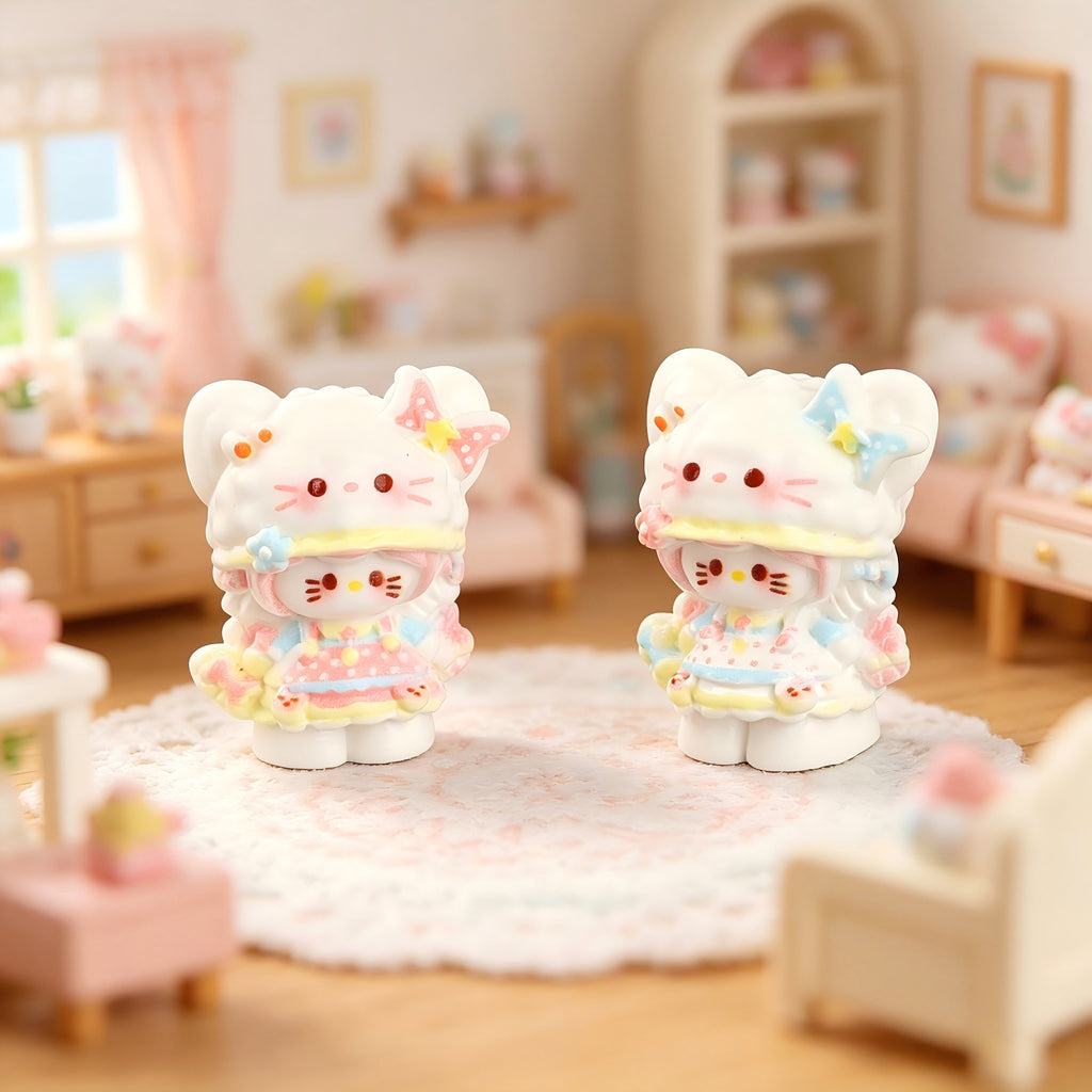 Cute Cartoon KT Cat Resin Figurine Mini Ornament DIY Craft Accessories