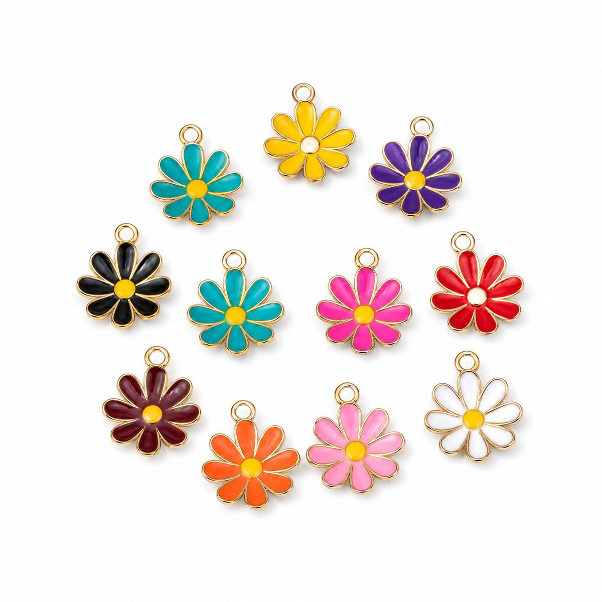 Colorful Enamel Daisy Flower Charms DIY Jewelry Making Pendant