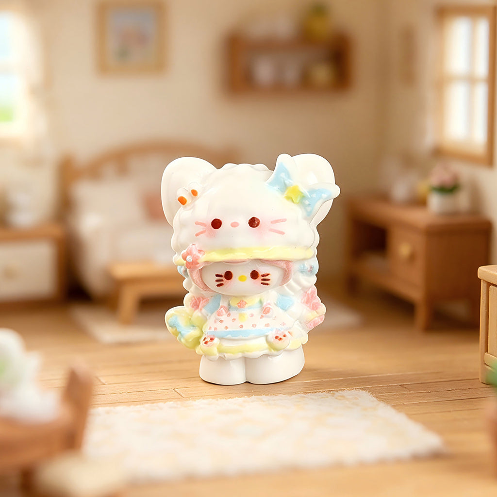 Cute Cartoon KT Cat Resin Figurine Mini Ornament DIY Craft Accessories