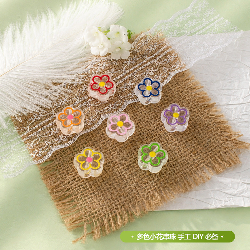 Hollow Flower Acrylic Beads Mixed Color DIY Jewelry Making Beads