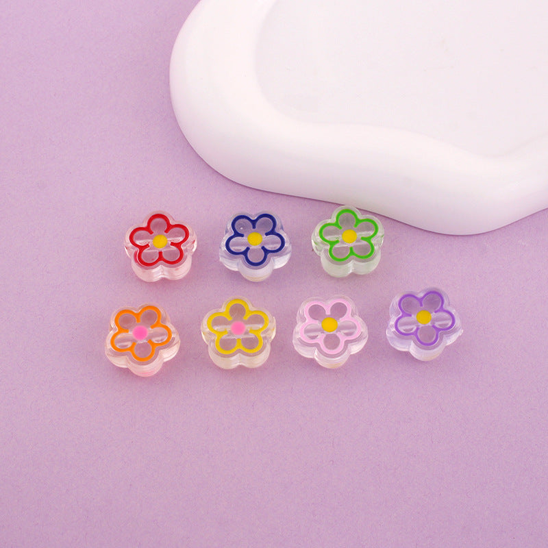 Hollow Flower Acrylic Beads Mixed Color DIY Jewelry Making Beads