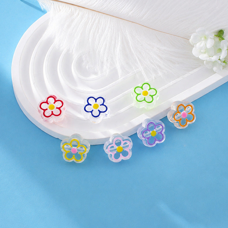 Hollow Flower Acrylic Beads Mixed Color DIY Jewelry Making Beads