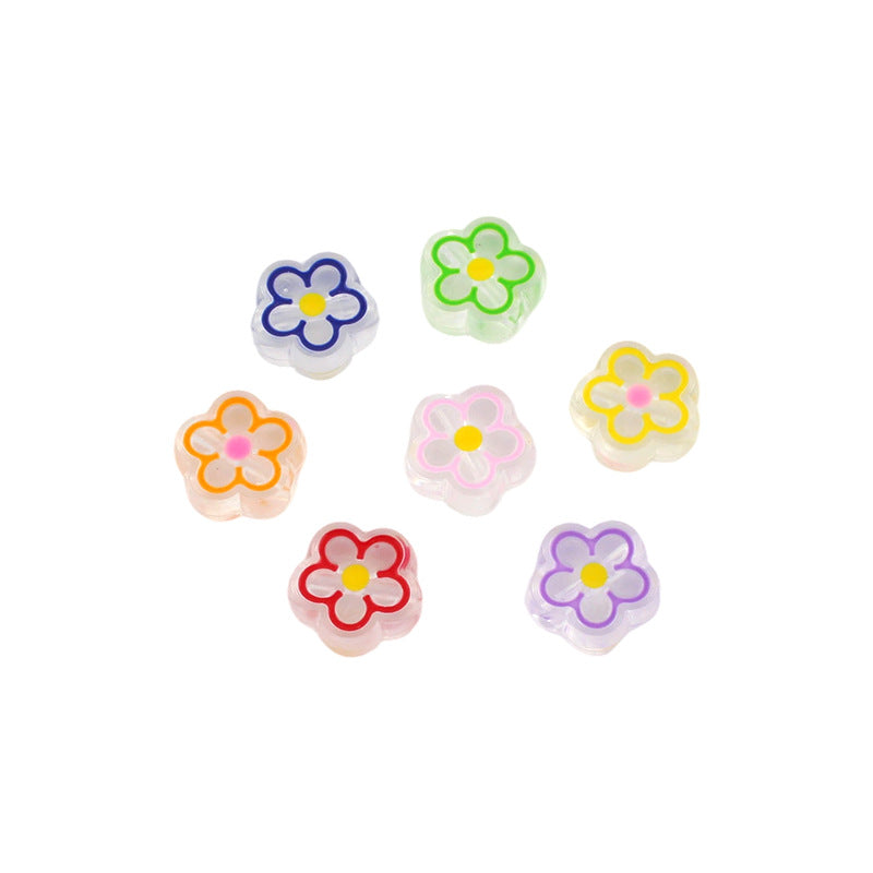 Hollow Flower Acrylic Beads Mixed Color DIY Jewelry Making Beads